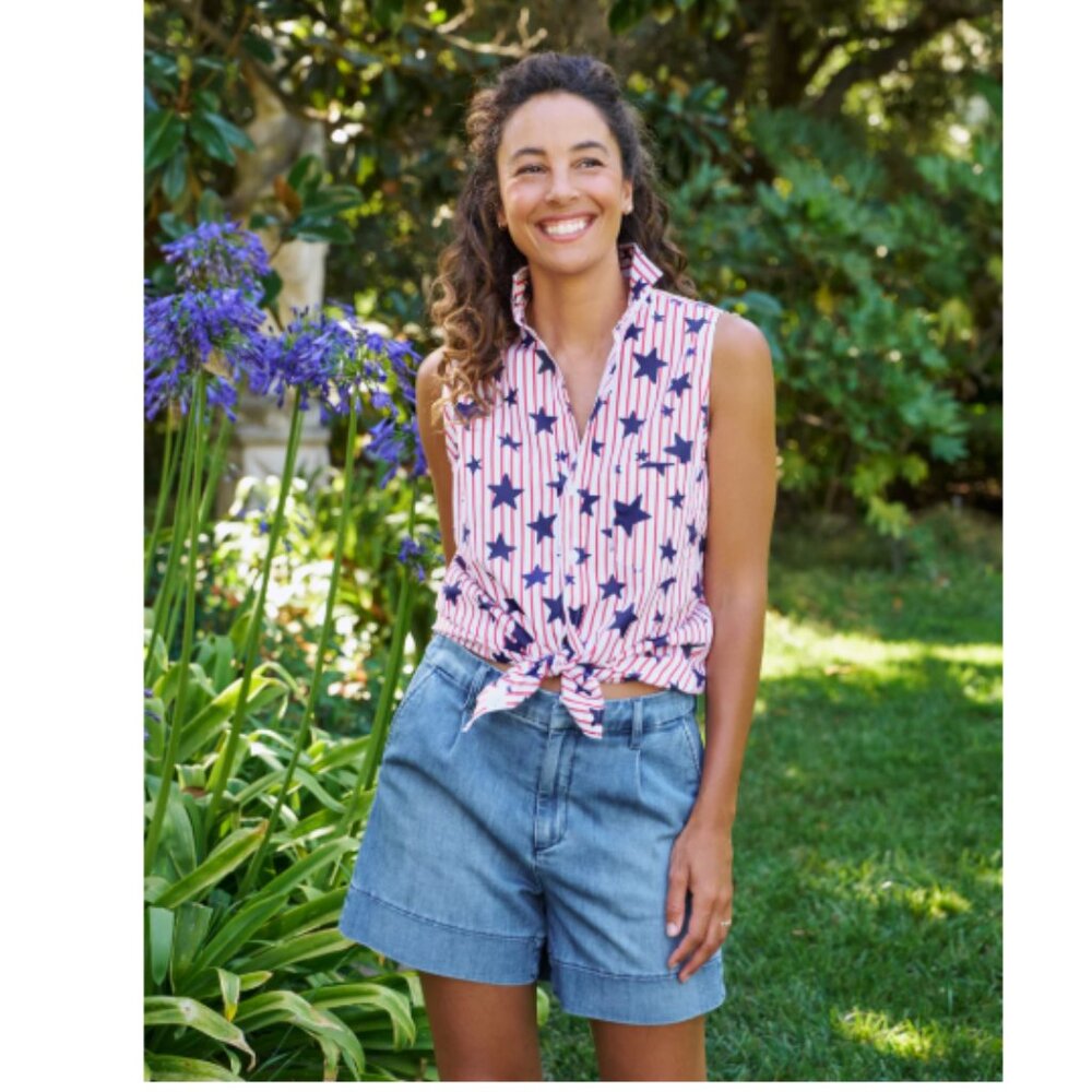 Frank & Eileen Stars-And-Stripes Finley Sleeveless Blouse